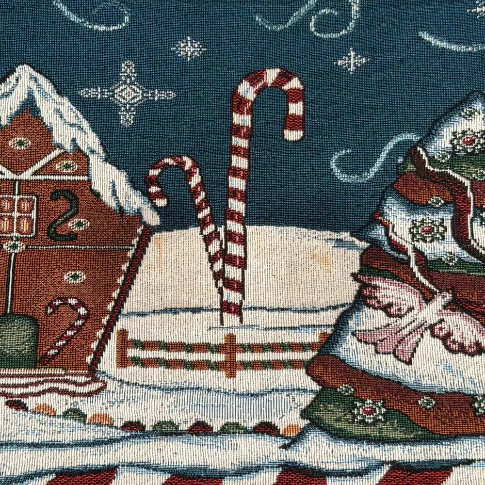 Vintage Christmas Gingerbread House & Gingerbread People Table Runner 72inx12in